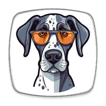 Great Dane Dog Breed Watercolor Cartoon Kawaii Gla - Square fridge magnet - white - Front