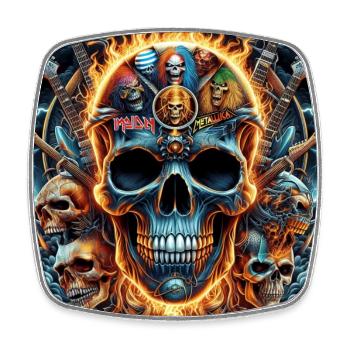 Heavy Metal Schädel - Viereckiger Kühlschrankmagnet - Weiß - Vorne
