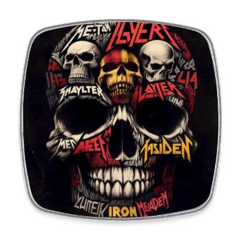 Heavy metal skull - Square fridge magnet - white - Front