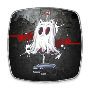CatGhost amoureux - Magnet carré - blanc - Devant