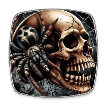 Skull and Spider - Square fridge magnet - white - Front