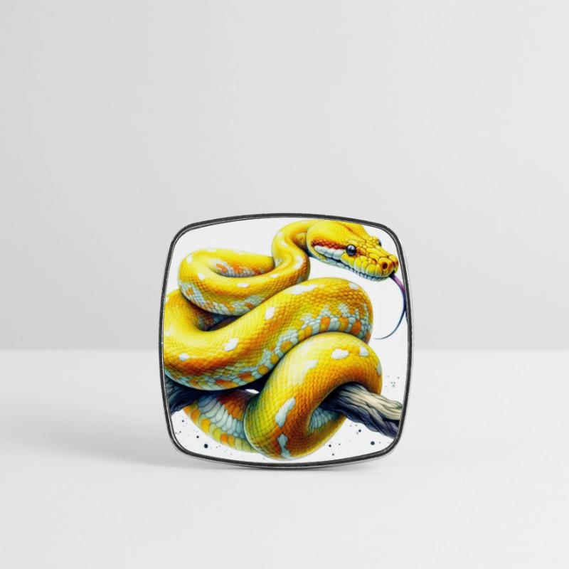 Yellow python Square fridge magnet