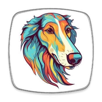 Seide Windhund Hund Rasse Aquarell Cartoon Kawa - Viereckiger Kühlschrankmagnet - Weiß - Vorne
