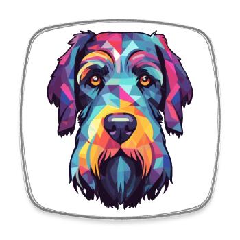 Giant Schnauzer Dog Breed Watercolor Cartoon Kawai - Square fridge magnet - white - Front