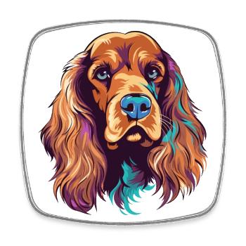 English Cocker Spaniel Dog Breed Watercolor Cartoo - Square fridge magnet - white - Front