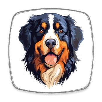 Berner Sennenhund Rasse Aquarell Cartoon Kawa - Viereckiger Kühlschrankmagnet - Weiß - Vorne