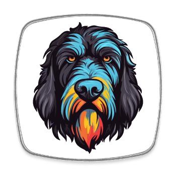 Schwarzer Russischer Terrier Hund Rasse Aquarell Karikatur - Viereckiger Kühlschrankmagnet - Weiß - Vorne