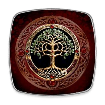 Elegant and noble tree of life with Celtic knot. - Square fridge magnet - white - Front