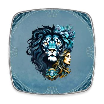 La majestueuse tête de lion - Magnet carré - blanc - Devant