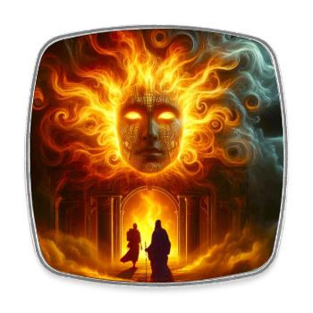 Mythologisches Feuergesicht - Viereckiger Kühlschrankmagnet - Weiß - Vorne