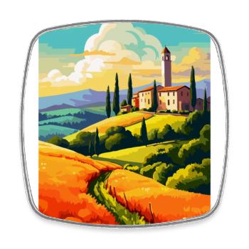 Toskana Italien Vintage Reiseplakat WPA Souvenir - Viereckiger Kühlschrankmagnet - Weiß - Vorne