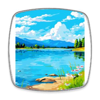 Lake Banyoles Spanien Vintage Reise Poster Souvenir - Viereckiger Kühlschrankmagnet - Weiß - Vorne