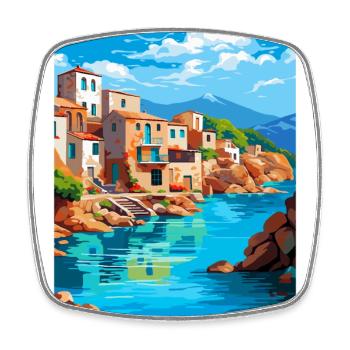 Crète Grèce Affiche de voyage vintage WPA Souvenir - Magnet carré - blanc - Devant