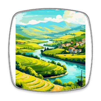 Douro-Tal Portugal Vintage Reiseposter WPA - Viereckiger Kühlschrankmagnet - Weiß - Vorne