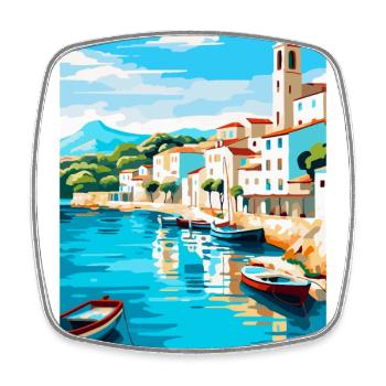 Cadaques Spain Vintage Travel Poster Souvenir WPA - Square fridge magnet - white - Front