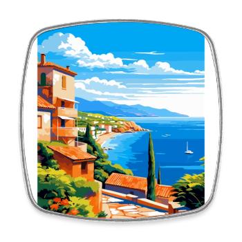 Côte d Azur Frankreich Vintage Reiseplakat Souvenir - Viereckiger Kühlschrankmagnet - Weiß - Vorne
