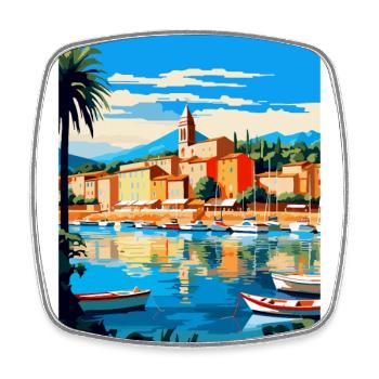 Saint Tropez Frankreich Vintage Reiseplakat Souvenir - Viereckiger Kühlschrankmagnet - Weiß - Vorne