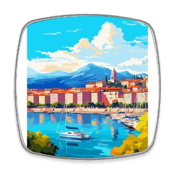 Cannes France Vintage Travel Poster WPA Souvenir - Square fridge magnet - white - Front