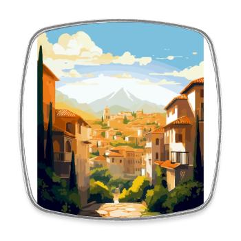 Granada Spain Vintage Travel Poster WPA Souvenir - Square fridge magnet - white - Front