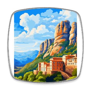 Montserrat Spain Vintage Travel Poster Souvenir - Square fridge magnet - white - Front