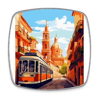 Seville Spain Vintage Travel Poster WPA Souvenir - Square fridge magnet - white - Front