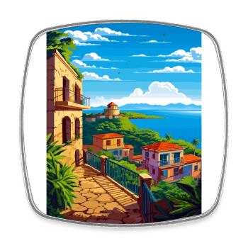 Puerto Rico Karibik Vintage Reiseplakat - Viereckiger Kühlschrankmagnet - Weiß - Vorne