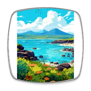 Galapagosinseln Ecuador Vintage Reiseposter - Viereckiger Kühlschrankmagnet - Weiß - Vorne
