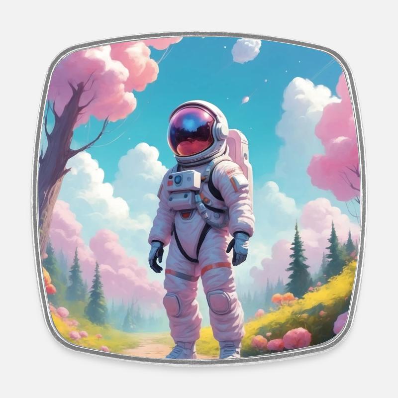 Spaceman - Square fridge magnet - white