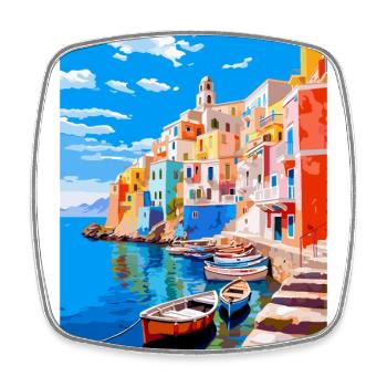 Ponza Italy Vintage Travel Poster WPA Art Souvenir - Square fridge magnet - white - Front