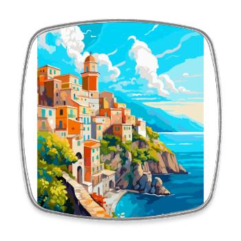 Amalfi Italie Affiche de voyage vintage WPA Souvenir - Magnet carré - blanc - Devant