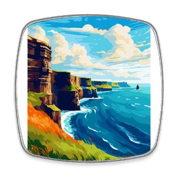 Cliffs of Moher Irland UK Vintage Reiseplakat - Viereckiger Kühlschrankmagnet - Weiß - Vorne