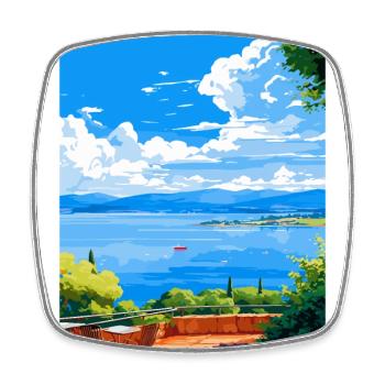 Lac de Bracciano Italie Affiche de voyage vintage WPA Art - Magnet carré - blanc - Devant