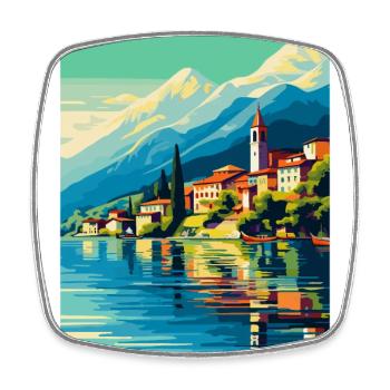 Comer See Italien Vintage Reiseplakat Souvenir WPA - Viereckiger Kühlschrankmagnet - Weiß - Vorne