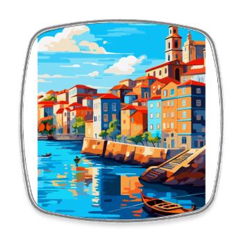 Porto Portugal Vintage Reiseplakat Souvenir WPA - Viereckiger Kühlschrankmagnet - Weiß - Vorne