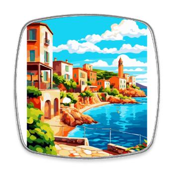 Costa Brava Spanien Vintage Reiseplakat Souvenir - Viereckiger Kühlschrankmagnet - Weiß - Vorne