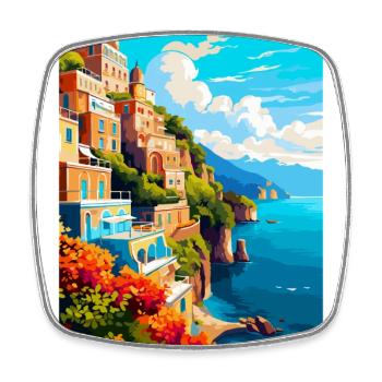 Amalfi Italie Affiche de voyage vintage WPA Souvenir - Magnet carré - blanc - Devant