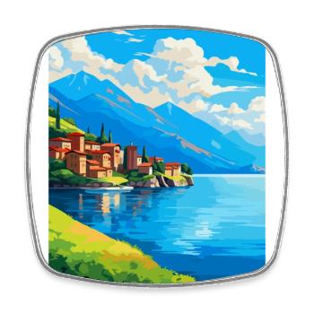 Lac d’Iseo Italie Affiche de voyage vintage Souvenir WPA - Magnet carré - blanc - Devant