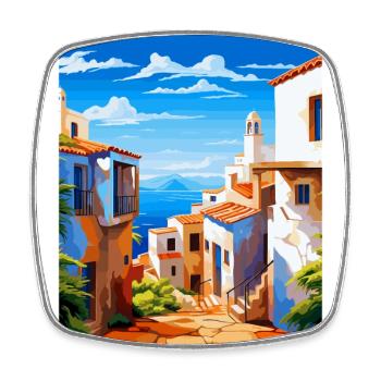 Almeria Spain Vintage Travel Poster WPA Souvenir - Square fridge magnet - white - Front