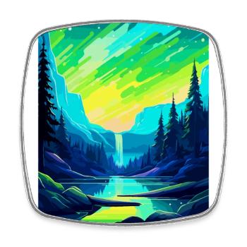Aurora Borealis Islande Affiche de voyage vintage WPA - Magnet carré - blanc - Devant