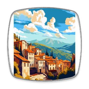 Cuenca Espagne Affiche de voyage vintage WPA Souvenir - Magnet carré - blanc - Devant