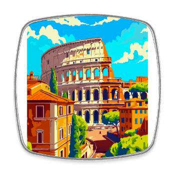 Rom Italien Vintage Reiseplakat Souvenir Souvenir - Viereckiger Kühlschrankmagnet - Weiß - Vorne