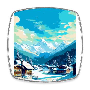 Davos Suisse Affiche de voyage vintage souvenir - Magnet carré - blanc - Devant