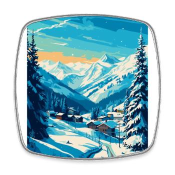 Verbier Suisse Affiche de voyage vintage souvenir - Magnet carré - blanc - Devant