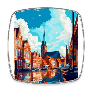 Haarlem Pays-Bas Poster de voyage vintage souvenir - Magnet carré - blanc - Devant