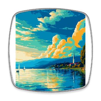 Lake Constance Germany Austria Switzerland Poster - Square fridge magnet - white - Front