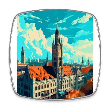 Munich Germany Vintage Travel Poster Souvenir WPA - Square fridge magnet - white - Front