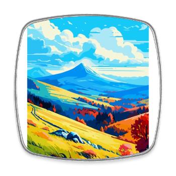 Bieszczady Pologne Affiche de voyage vintage souvenir - Magnet carré - blanc - Devant
