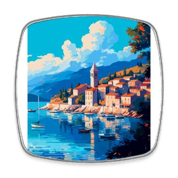 Cavtat Croatie Affiche de voyage vintage Souvenir WPA - Magnet carré - blanc - Devant