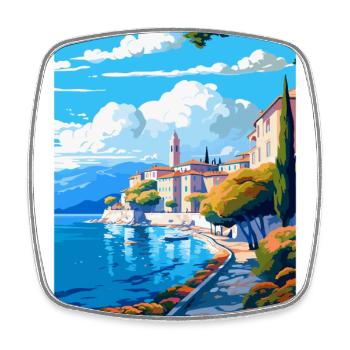 Opatija Croatie Affiche de voyage vintage Souvenir WPA - Magnet carré - blanc - Devant