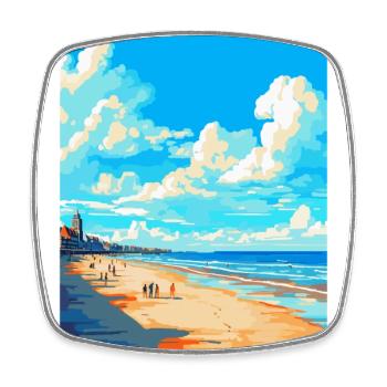 Affiche de voyage de Scheveningen Beach Netherlands WPA - Magnet carré - blanc - Devant